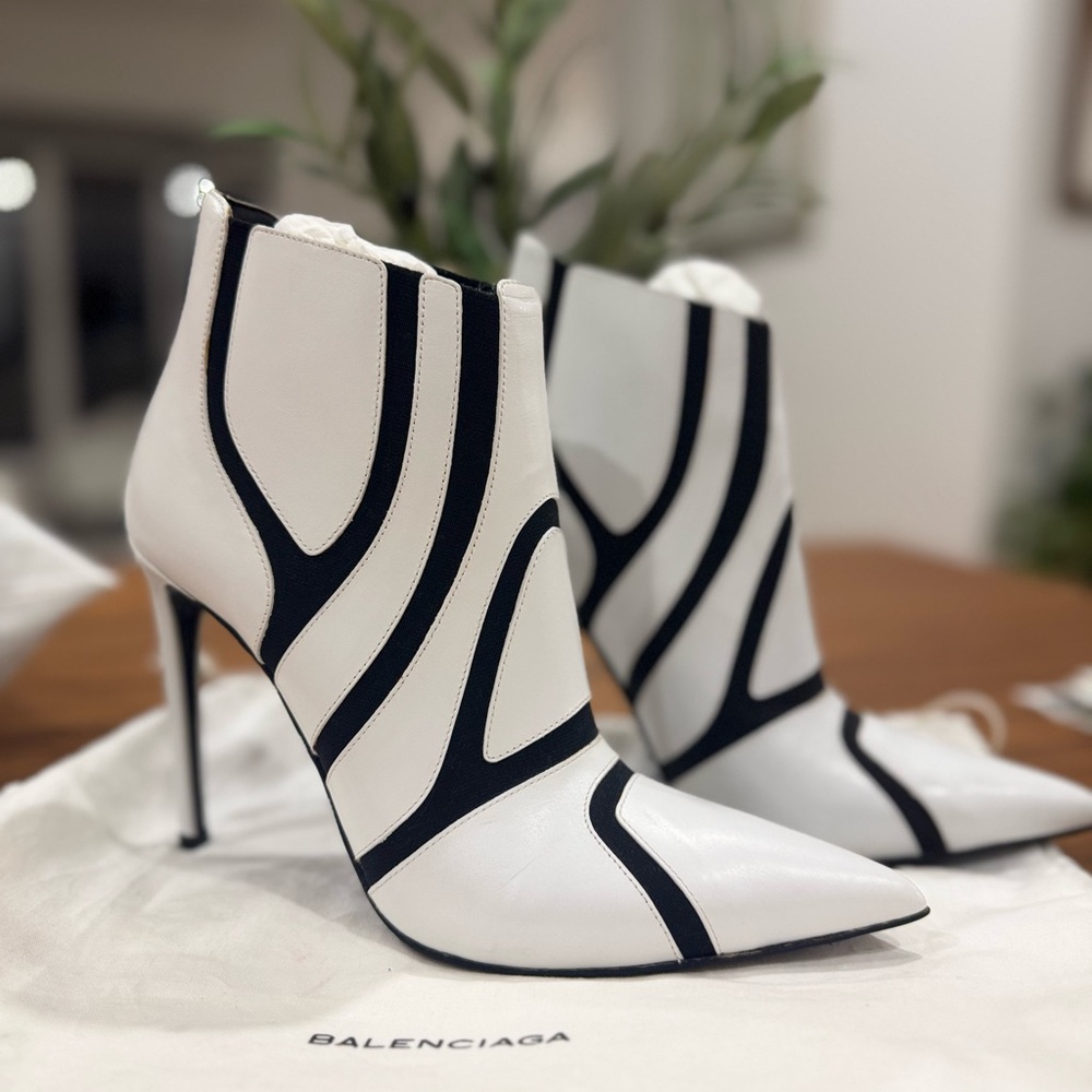Balenciaga White and Black Ankle Boots (sold)